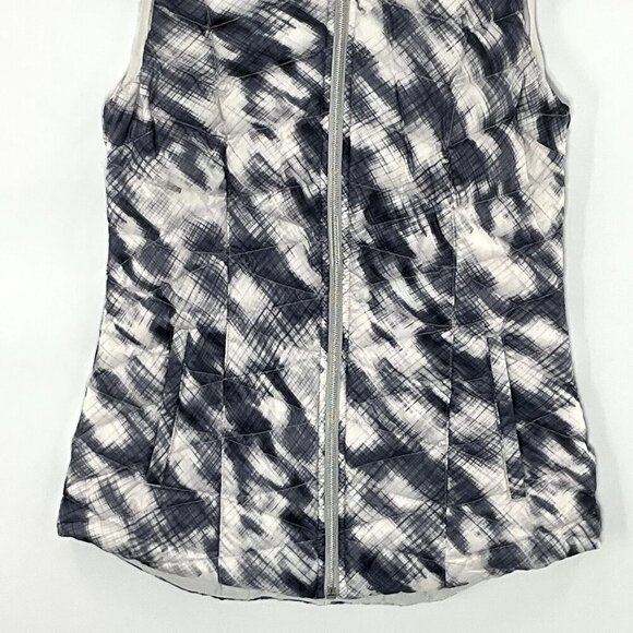 Athleta Puffer Vest Women XXS Blue Print Goose Down Quilted Full Zip Ski Outdoor - Picture 5 of 13